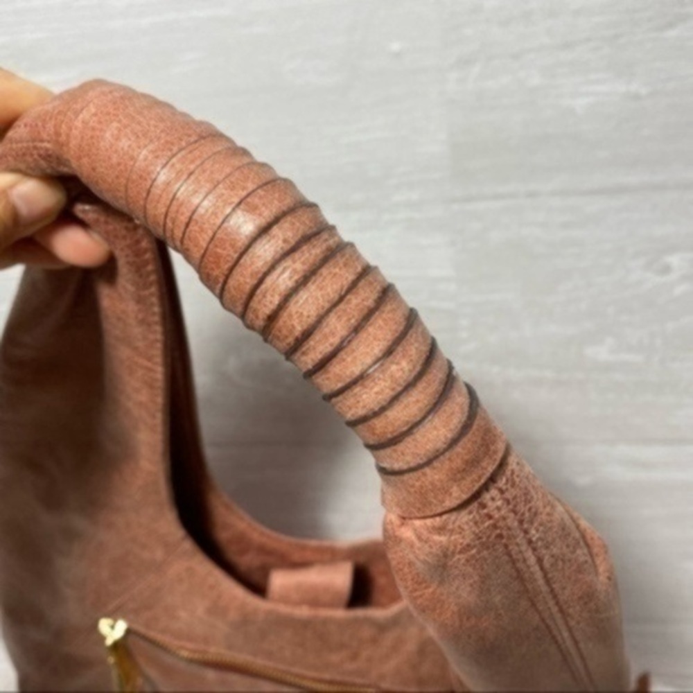 Aimee Kestenberg Slouchy Distressed Pink Leather Hobo Bag - Picture 6 of 15